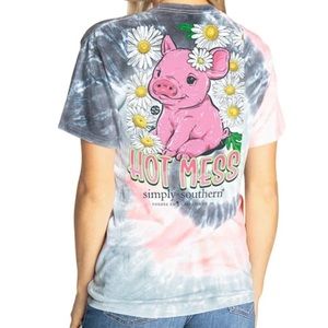 Simply southern hot mess tie dye pig shirt